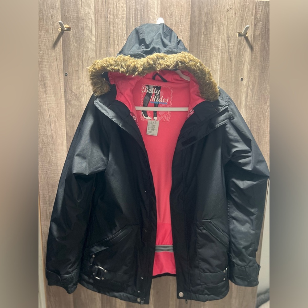 Betty Rides Black Jacket with Pink Lining Womens Med EUC